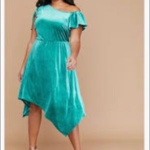 Lane Bryant asymmetrical fit & flare velvet dress